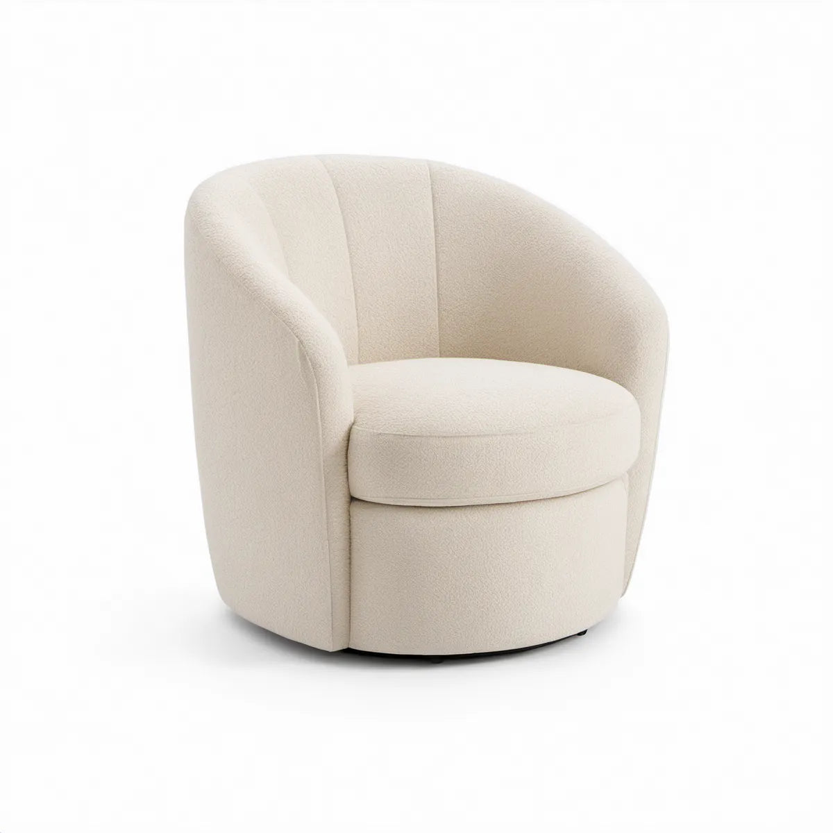 Ivory Boucle Barrel Accent Chair, 31.5 in W x 30.7 in D x 29.5 in H
