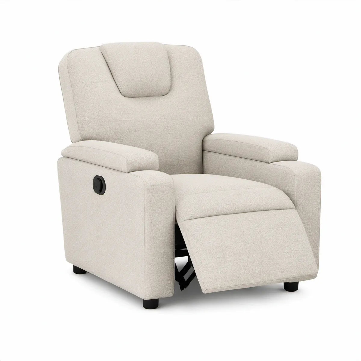 Beige Manual Recliner Armchair with Footrest, 35 x 39 x 40 in, Polyester Upholstery